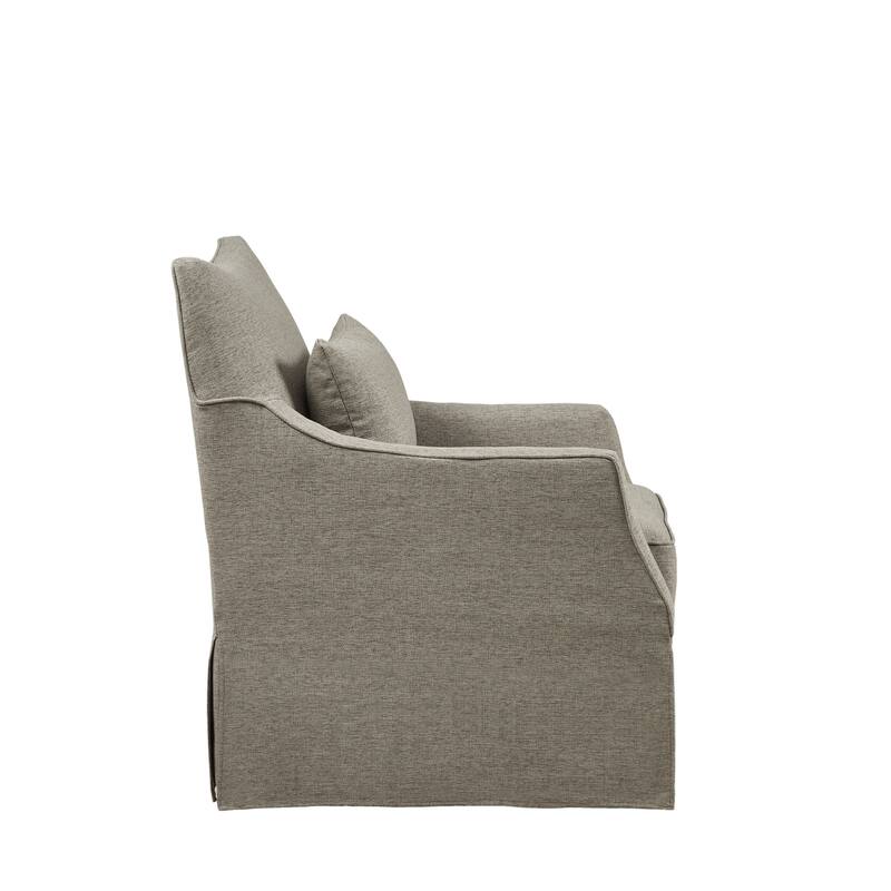 Martha Stewart London Upholstered Skirted Swivel Armchair with Lumbar Pillow