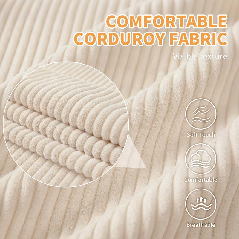 2-in-1 Convertible Corduroy Sofa Bed with Storage, High-Rebound Sponge & Solid Wood Frame