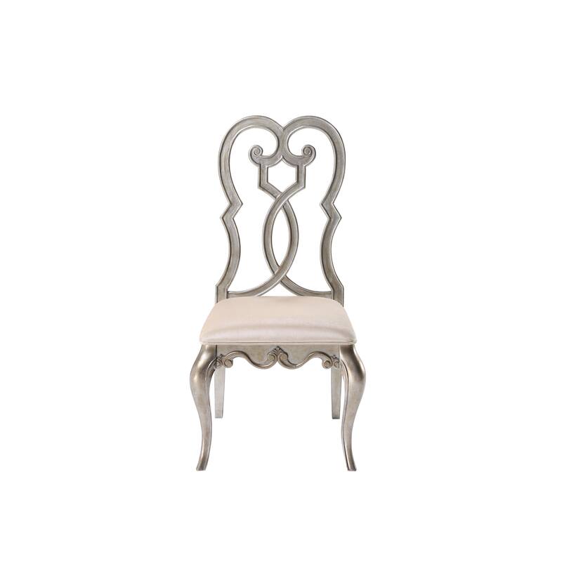 HomeRoots Set of Two Ivory and Champagne Upholstered Velvet And Solid Wood Dining Side Chairs