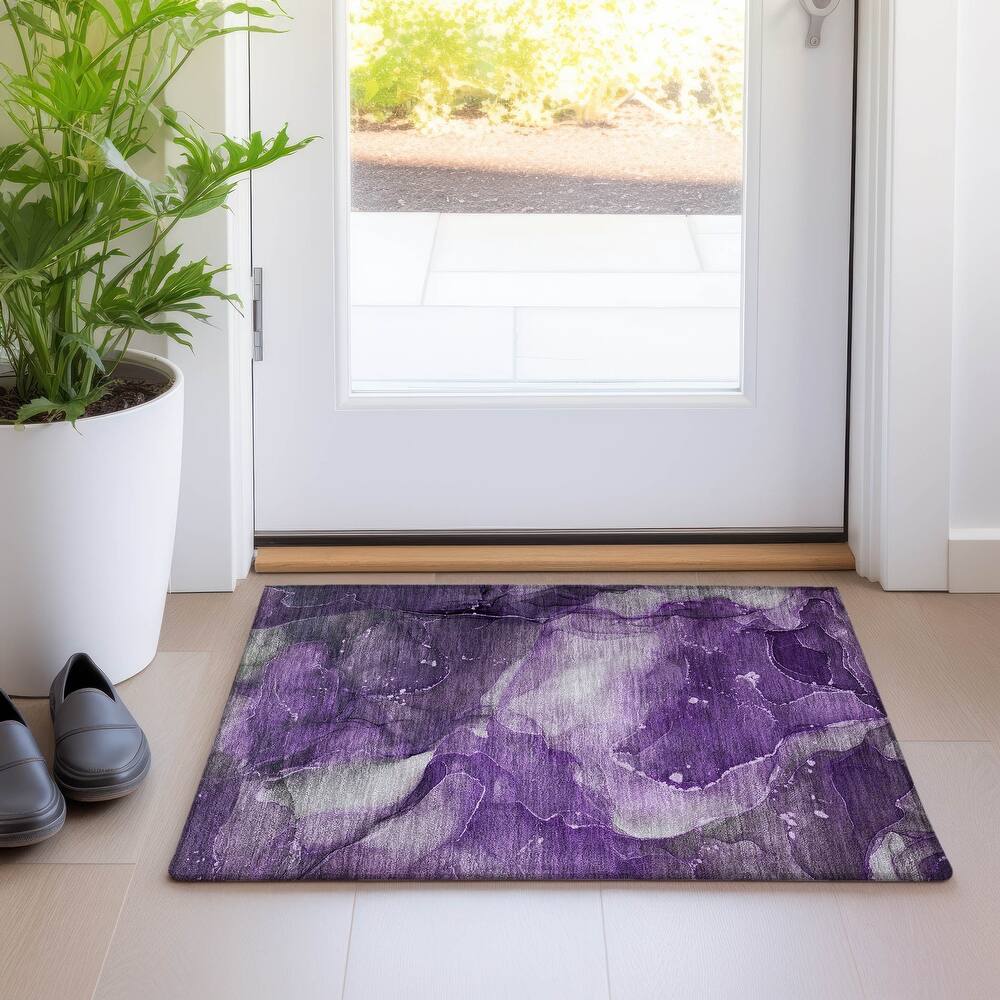 Machine Washable Indoor/ Outdoor Abstract Chantille Rug