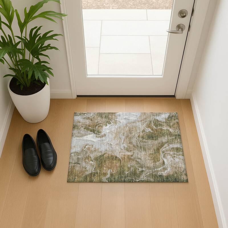Premium Washable Super Soft Modern Chic Mayfield Rug - Mocha - 1'8" x 2'6"