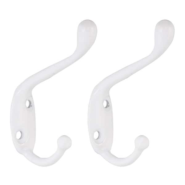 ITROLLE 8PCS Double Prong Ceiling Hook With Screws, Under Shelf Coat Hooks Bathroom Towel Bedroom Robe Hook For Closet Top Bathroom Kitchen Cabinet Garage Baseball Cap, Coat, Clothes And Jewelry
