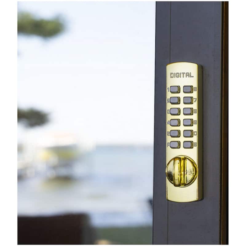 Lockey C Series Keyless Entry Sliding Door Mechanical Deadbolt - Bright Brass