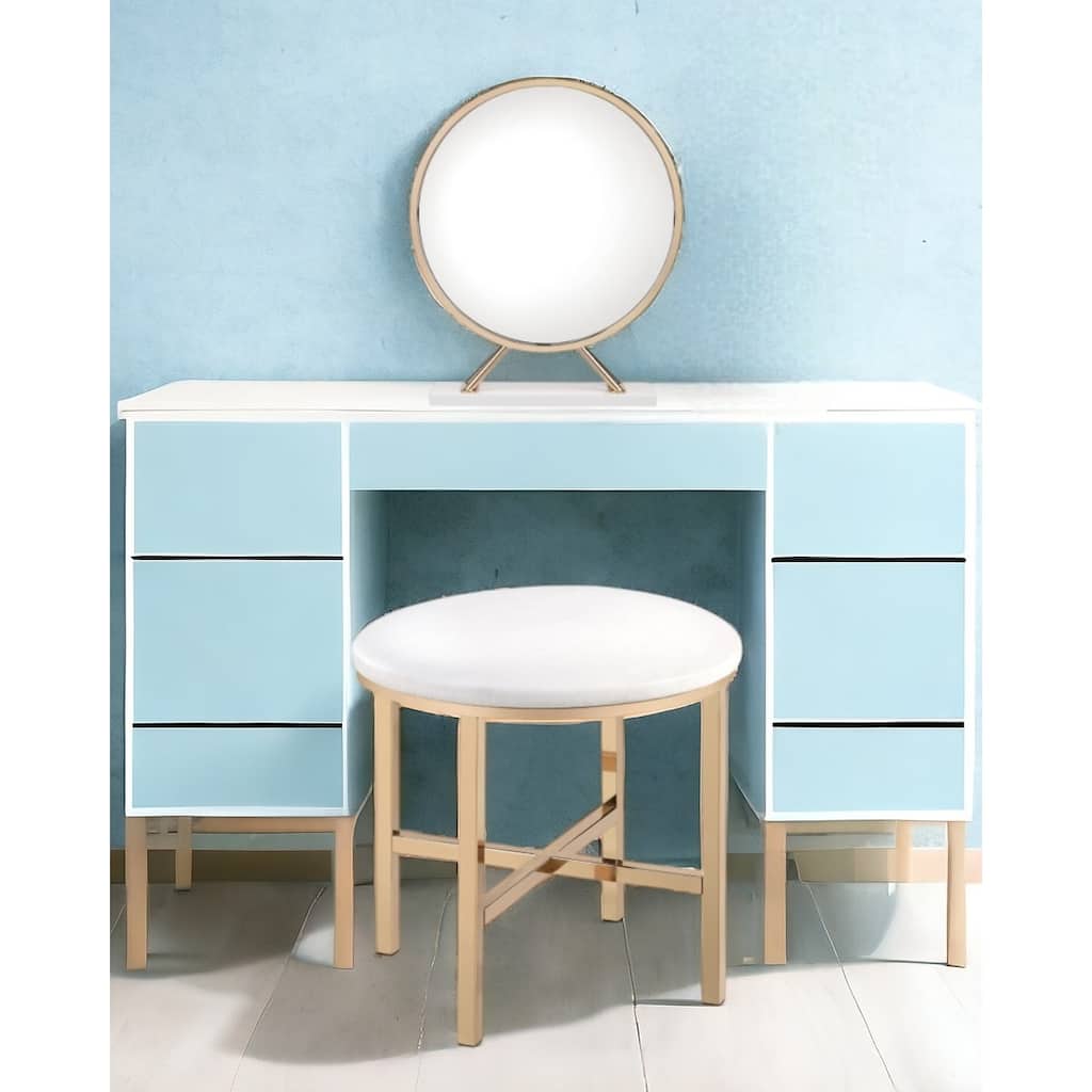 HomeRoots 16" Round Metal Framed Freestanding Mirror - 16' X '16' X '16