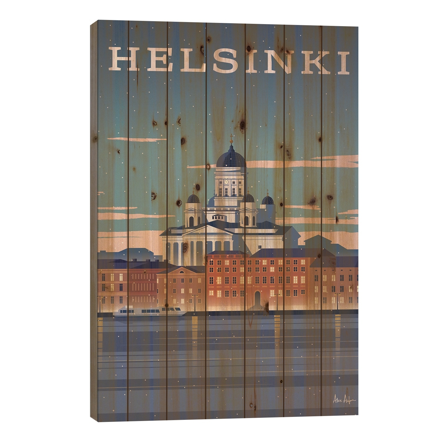 Helsinki Print On Wood by IdeaStorm Studios - Multi-Color