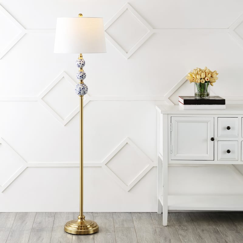 Aveiro 62.5" Classic Iron LED Floor Lamp, Transitional Gold with Blue and White by JONATHAN Y