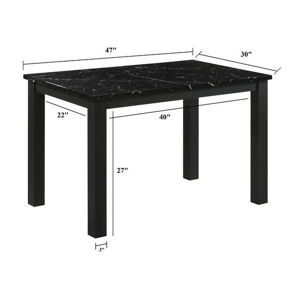 Rectangular Dining Table With Black Faux Marble Top And Modern Design ...