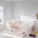 preview thumbnail 10 of 25, Full Size Wood Daybed with Fence Guardrails and 2 Drawers Split into Independent Floor Bed and Daybed, Gray White