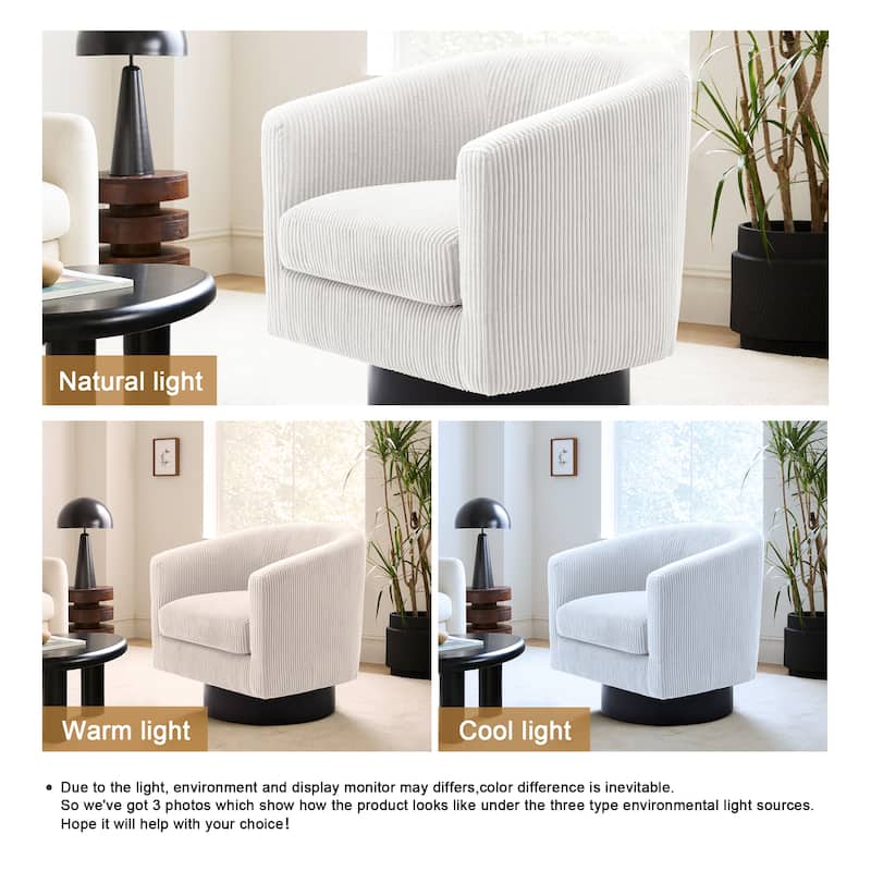 Modern 360° Swivel Corduroy Accent Chair Barrel Armchair