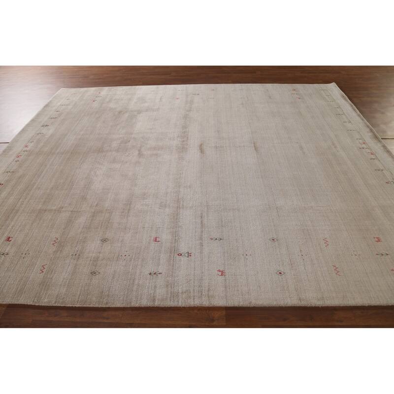 Tribal Gabbeh Oriental Area Rug Hand-Knotted Wool Carpet - 8'1" x 9'9"