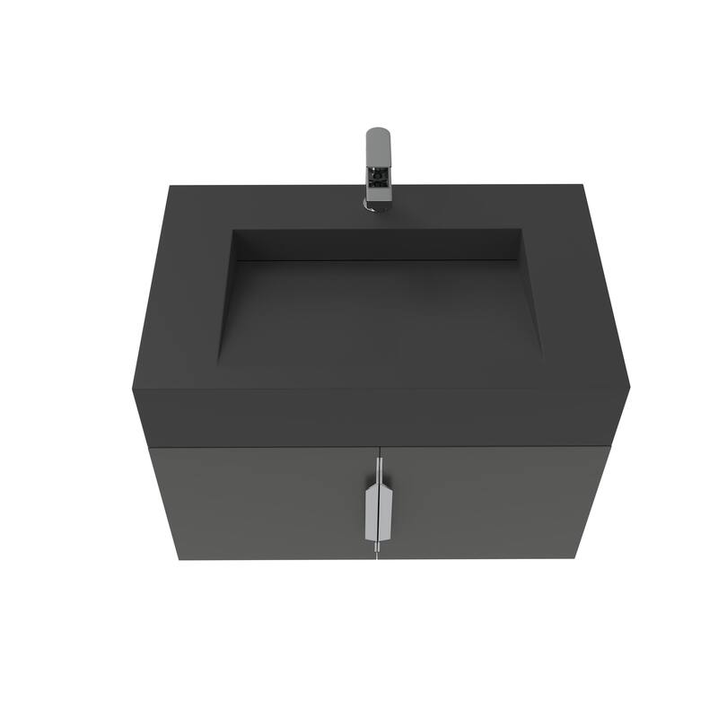 Nile 30-Inch Wall Mounted Bathroom Vanity Set w/ Black Top