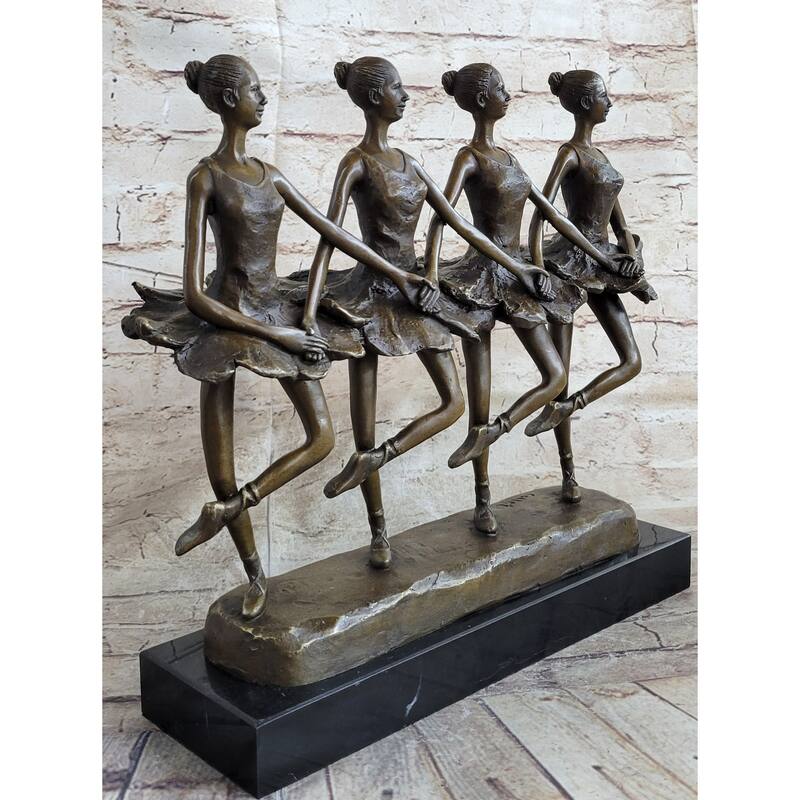 Four Ballerina Ballet Dancers Line Dancing Bronze Sculpture Statue Original Art