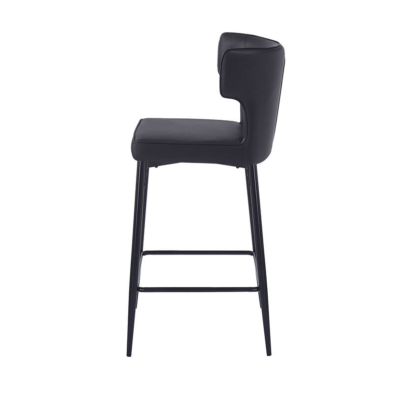 Counter Height Bar Stools Set of 2, Upholstered Armless Chairs with Curved Backrest, Kitchen Island Chair with Footrest