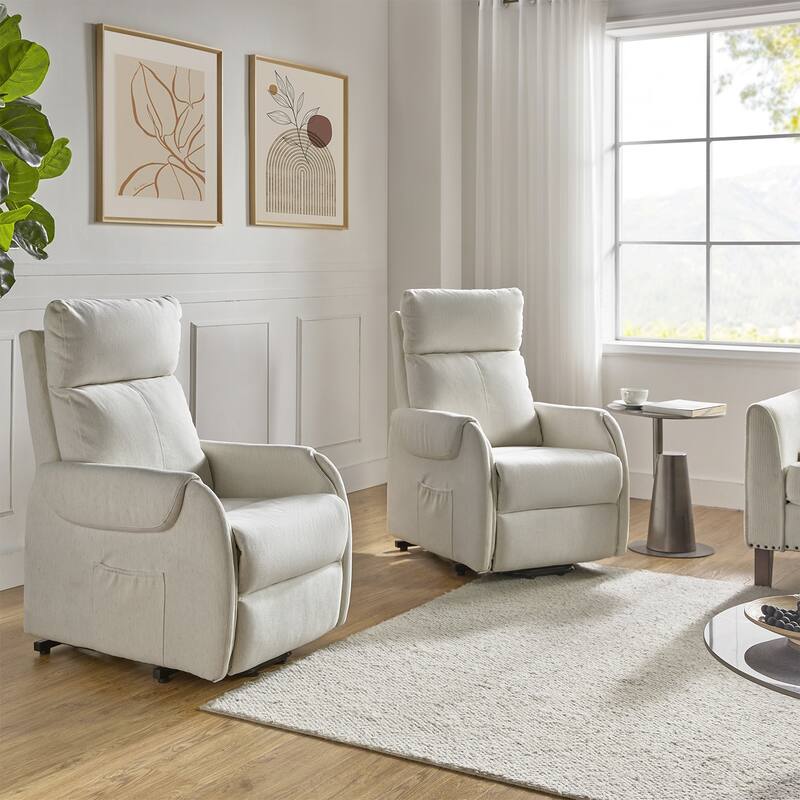 Irene Modern Lift Assist Power Recliner with Wired Controller and Side Pocket Set of 2 by HULALA HOME