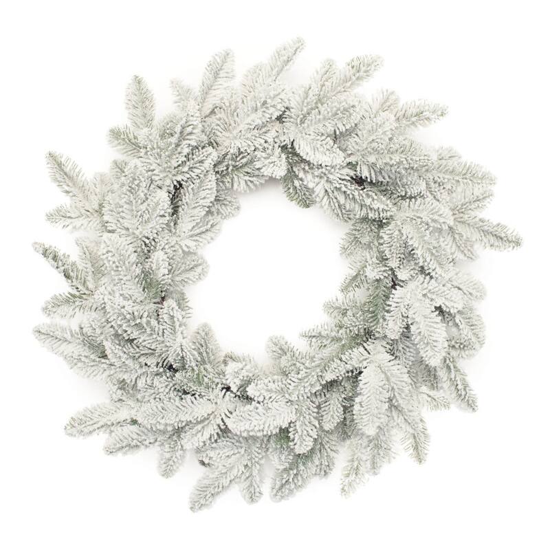 HomeRoots 25" White Flocked Pine Christmas Artificial Wreath