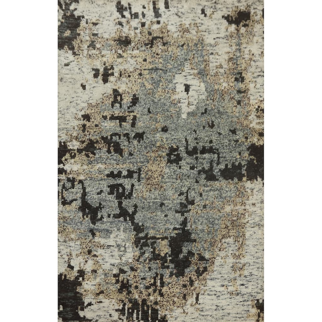 Hand-knotted Modern Wool Grey Abstract Area Rug Oriental Carpet - 7' 11'' X 5' 6''