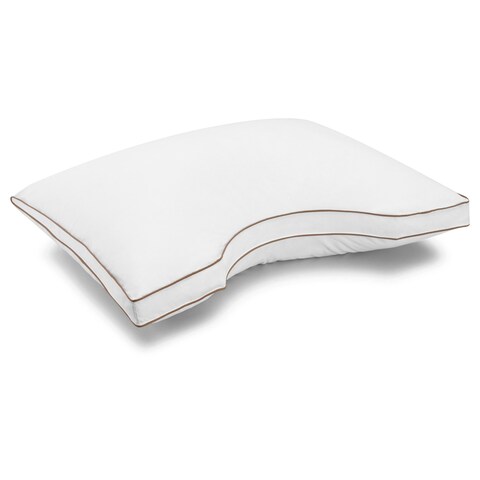 Curved Ergonomic Goose Down Feather Pillow Gusseted Side&Back Sleepers