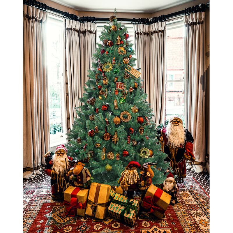 7.5Ft Christmas Tree,Full Natural Spruce Fir Tree,Metal Base - Home Christmas Holiday Ornaments