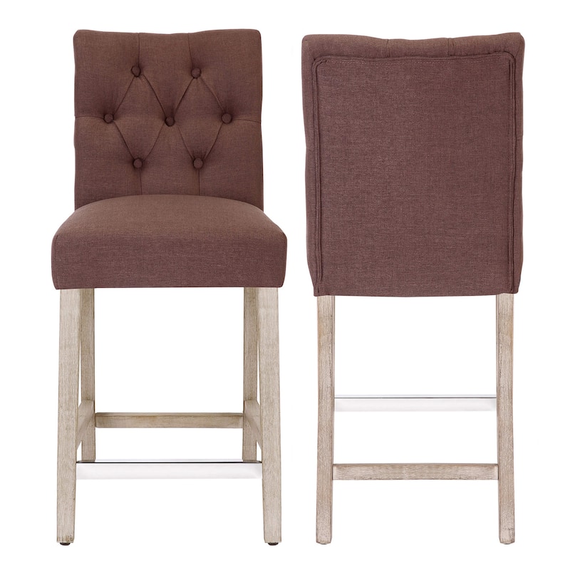 Carter 24" Classic Button Tufted Counter Stool Gray Finish (Set of 2)