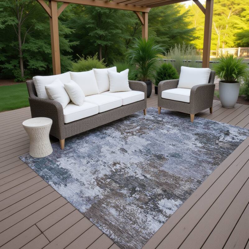 Machine Washable Indoor/ Outdoor Casual Contemporary Chantille Rug