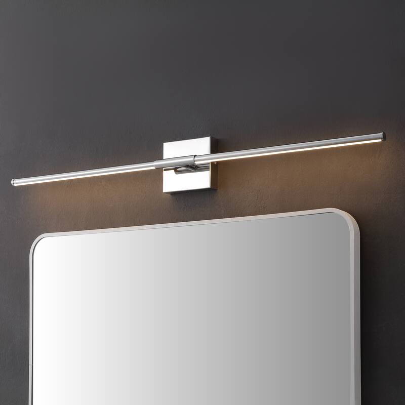 28" Dimmable Integrated LED Metal Wall Sconce, by JONATHAN Y - 32.00" - Chrome