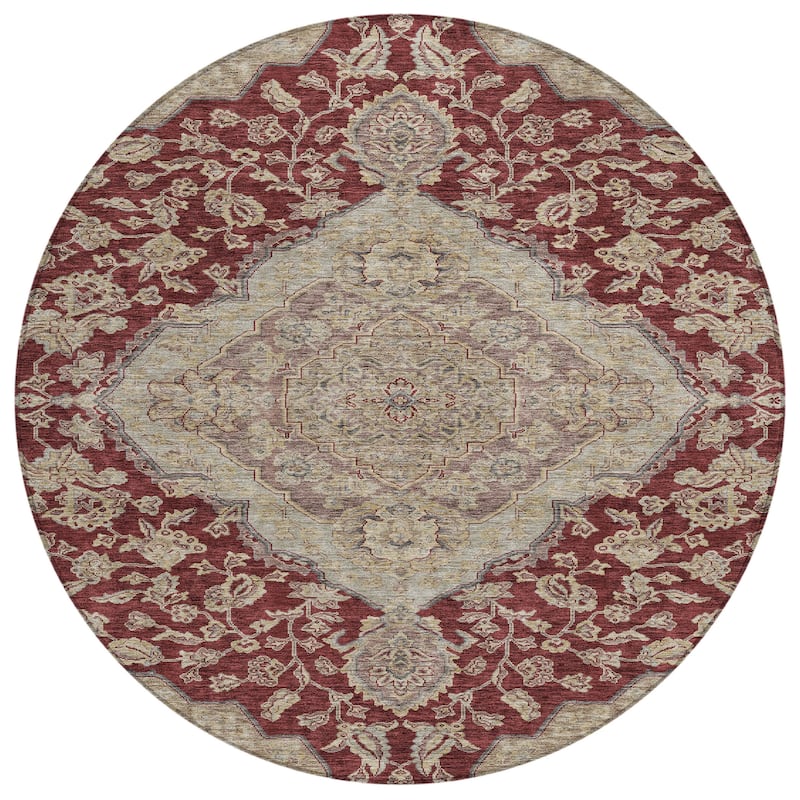 Machine Washable Indoor/ Outdoor Traditional Medallion Chantille Rug