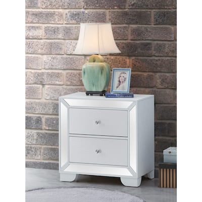 Silver Champagne Nightstand with Drawer, Stylish Modern Bedside Table for Lamps, Books and Bedroom Storage Solutions