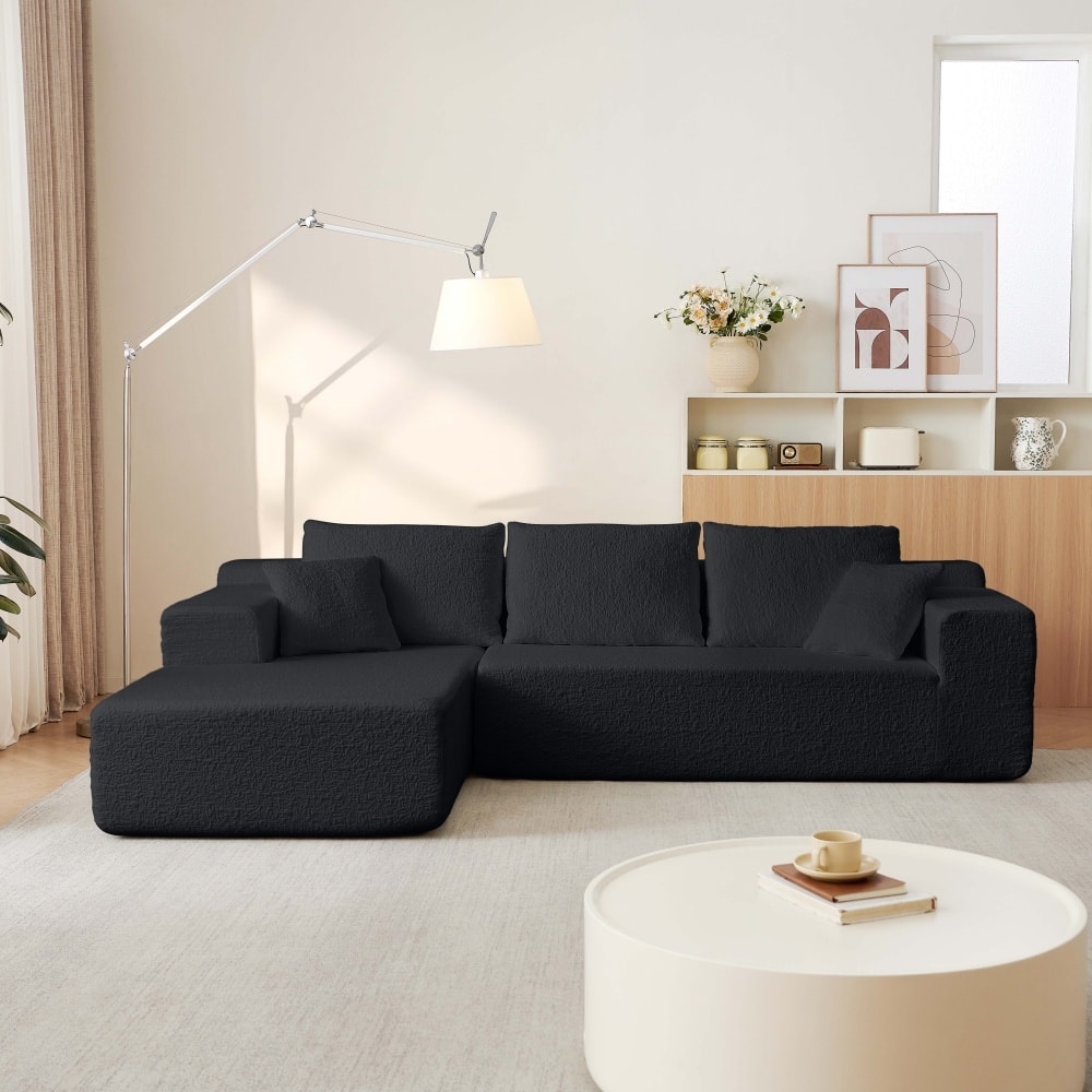 103.54" Modular Chenille Cloud Sectional Sofa with Throw Pillows