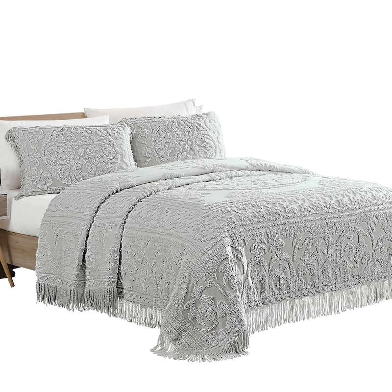 Luxurious Medallion Chenille Fringe Border Bedspread