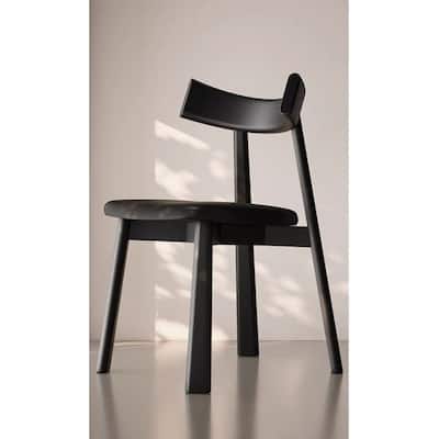 Faux Leather & Solid Wood Modern Open Back 2pc Dining Chair Set
