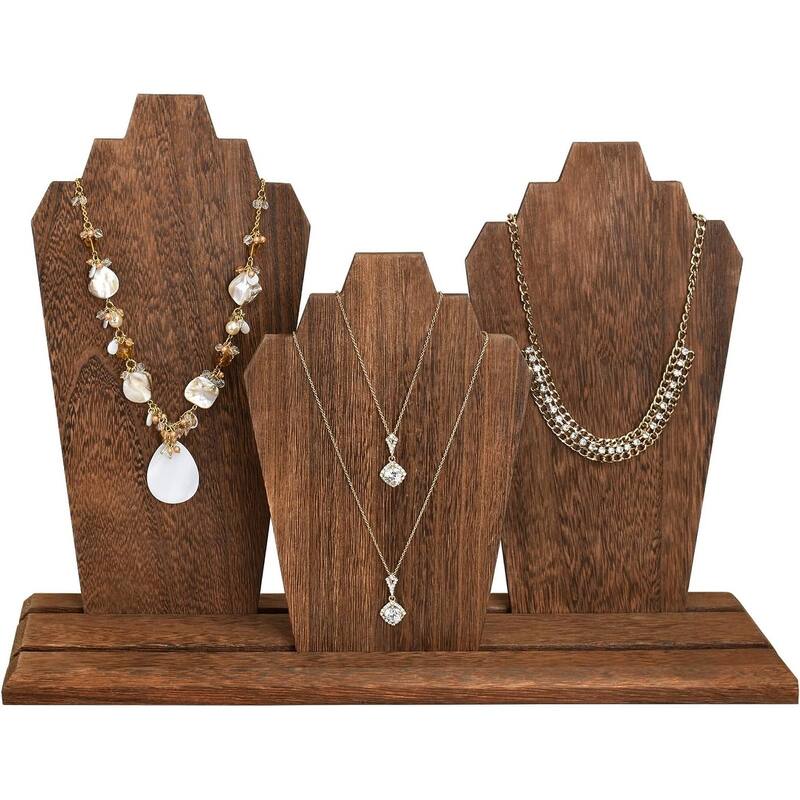 Wooden Multiple Jewelry Display Stand - Brown