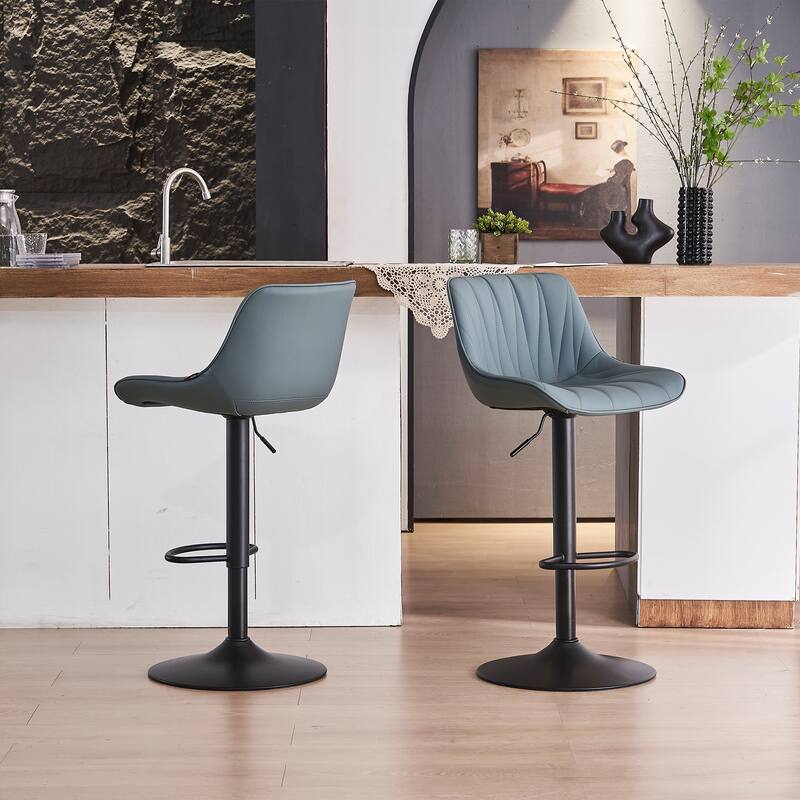 Adjustable Swivel Bar Stools Set of 2 Modern Upholstered Counter Stools