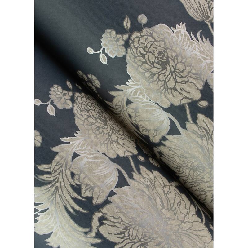 Chris Loves Julia x A-Street Prints Gisela Blue Floral Columns Wallpaper