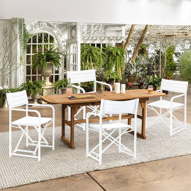 Aoodor Outdoor 4 PCS Folding Chair, Portable Lawn Chairs - White