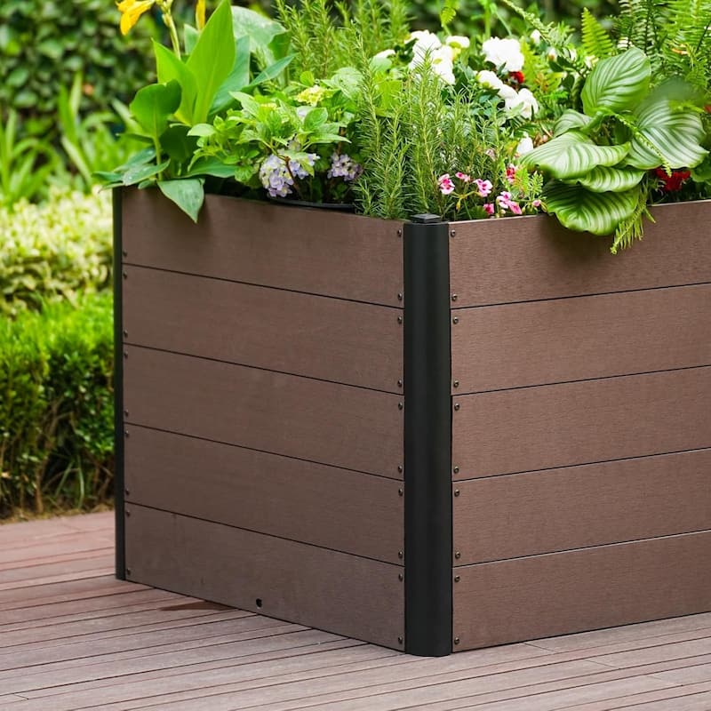 48x25x29Inch Elevated Garden Bed with Deep Root Box - Wood Look Planter for Patio Vegetables and Herbs Without Bottom