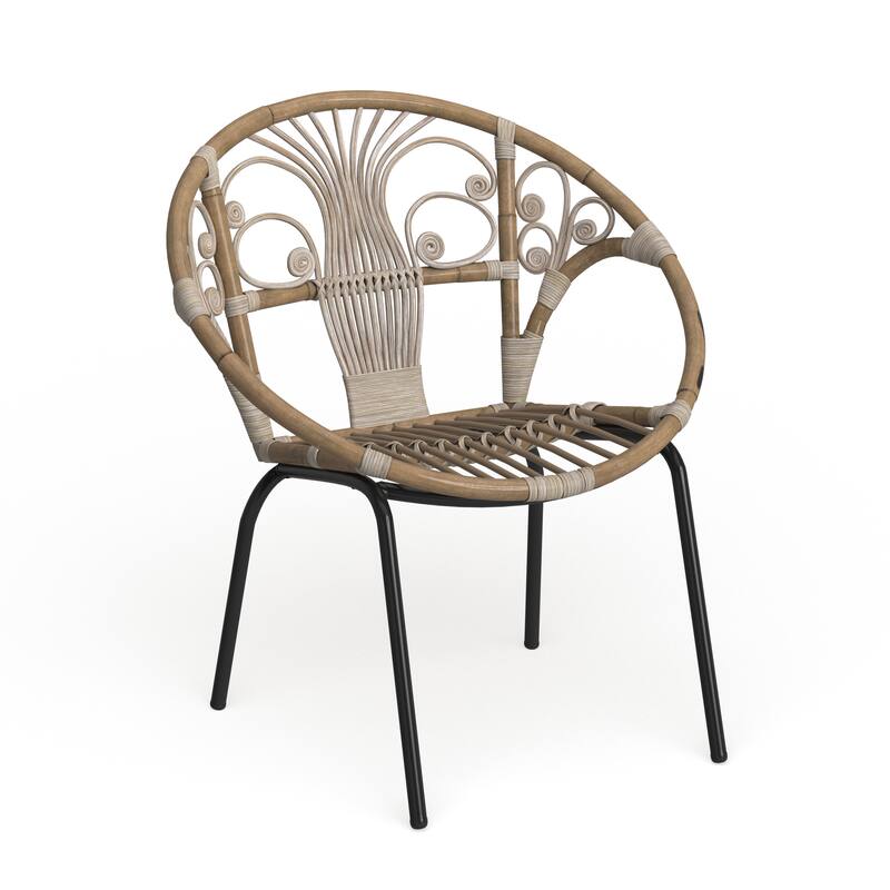 SAFAVIEH Carlson Rattan Grey White Wash Accent Chair - 29.5" x 26.2" x 31.1" - 29.5" x 26.2" x 31.1" - Grey