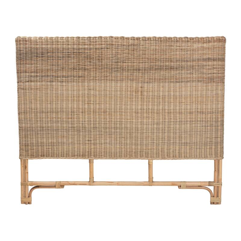 Cantara Modern Bohemian Natural Rattan Queen Size Standalone Headboard