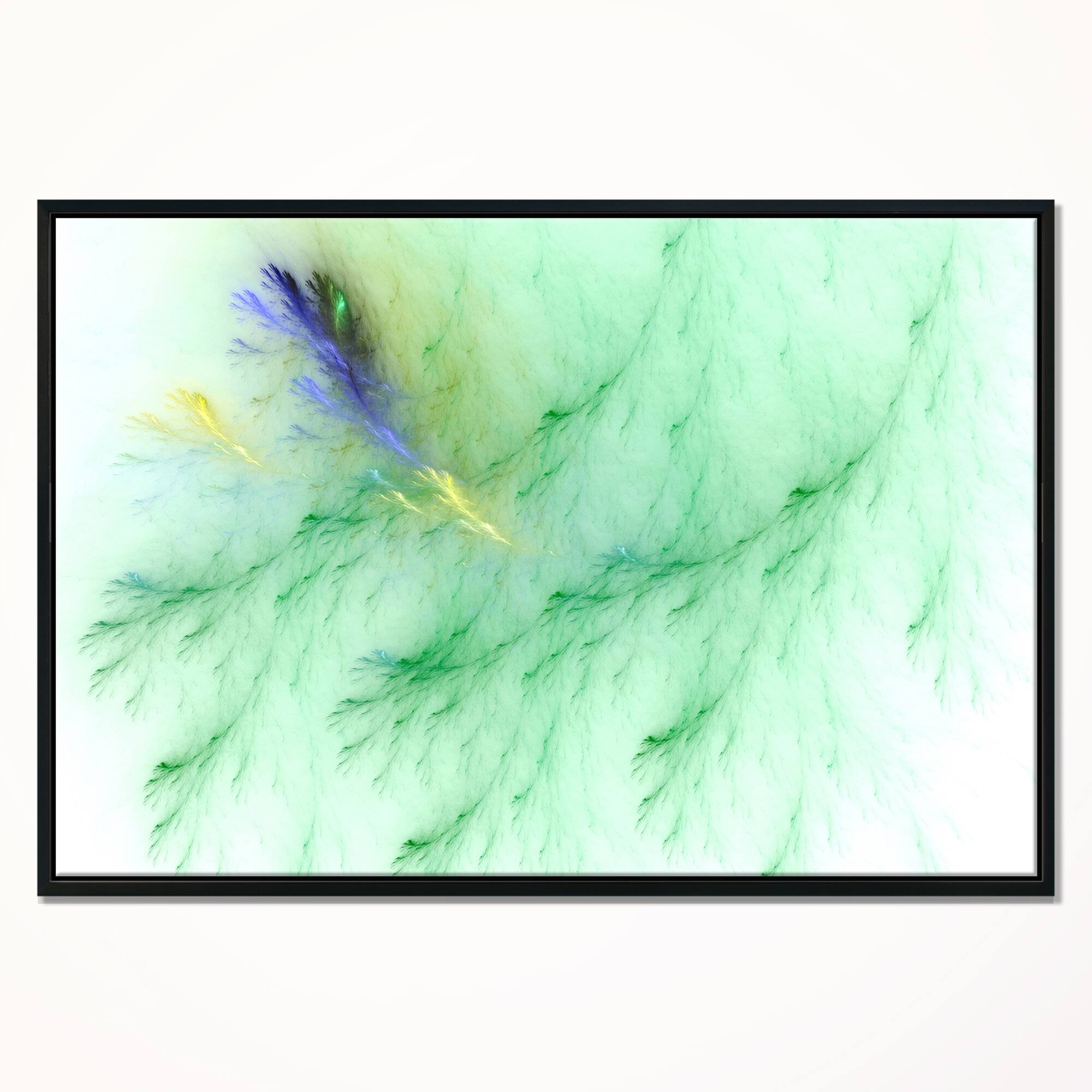 Designart "Light Green Veins of Marble" Abstract Wall Art Framed Canvas