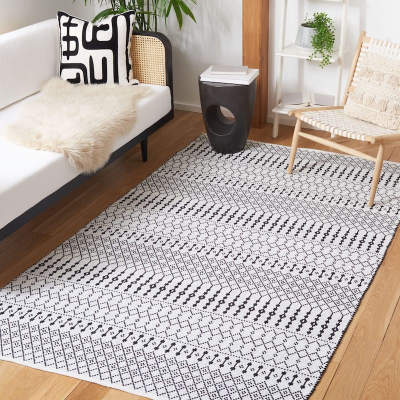 SAFAVIEH Hand-Woven Kilim Shana Flatweave Cotton Rug - 3' x 5' - Ivory/Black
