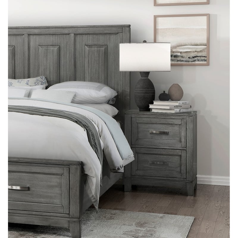 Gray Finish 3pc Bedroom Set Platform Storage Bed and Two Nightstands - Full