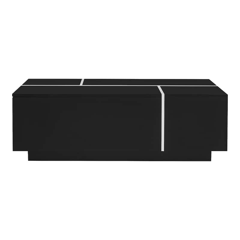 47.2''-72.7'' Extendable Coffee Table, Multi-Functional Coffee Table, Coffee Table with 2 Hidden Storage Space and 2 Drawers - Black