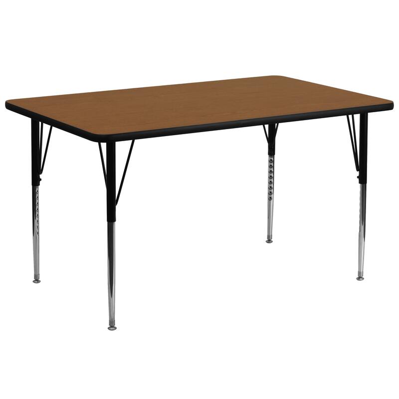 30''W x 72''L Rectangular HP Laminate Activity Table - Adjustable Legs - Oak