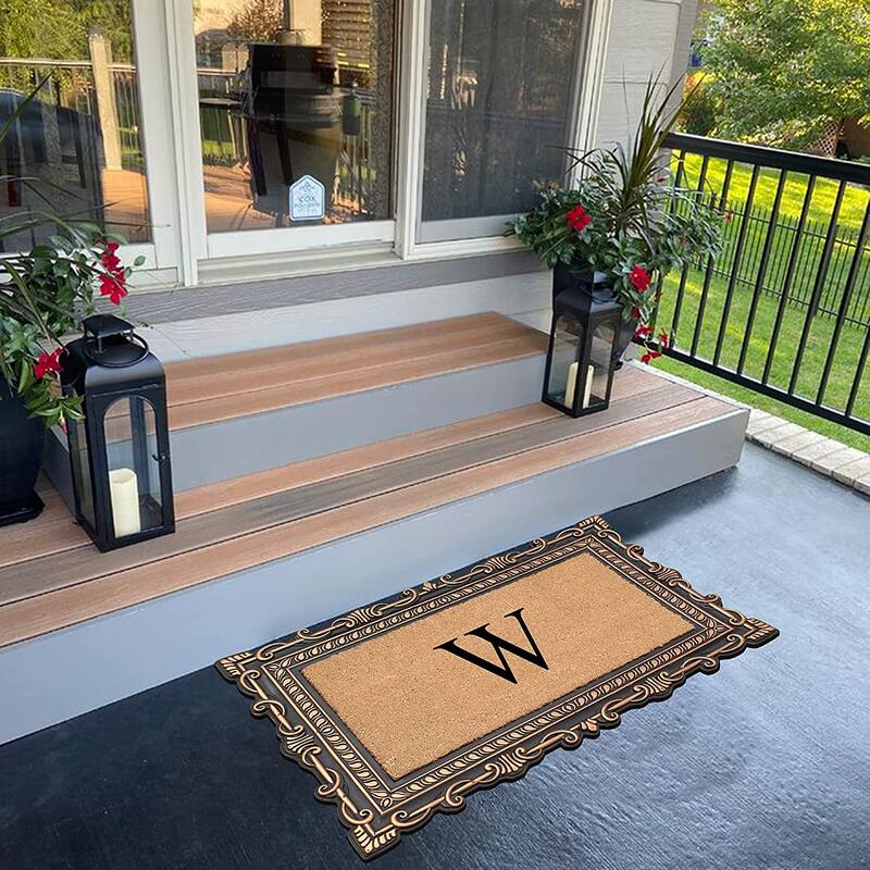 A1HC First Impression Carson Rubber and Coir 24" X 36", Heavy Duty, Easy to Clean Outdoor Monogrammed Doormat