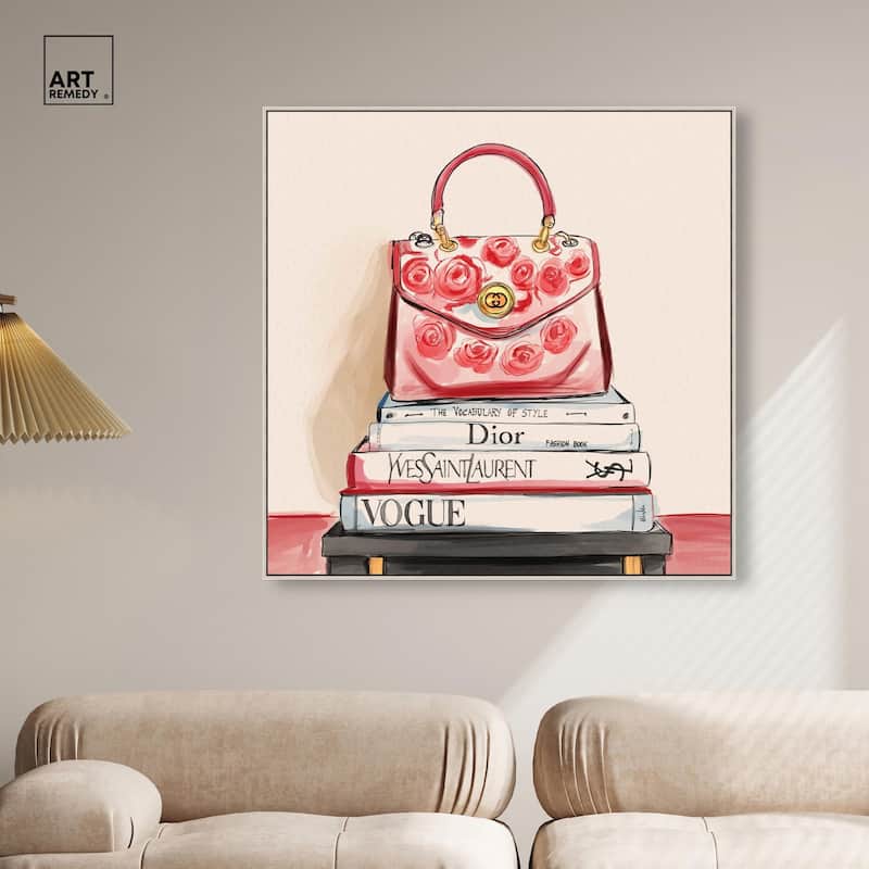 red flowers handbag Canvas by Art Remedy