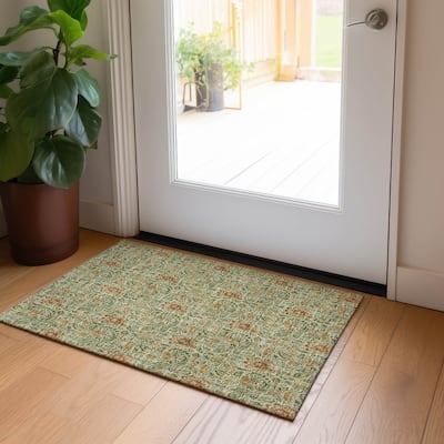 Machine Washable Indoor/ Outdoor Chantille Casual Floral Rug