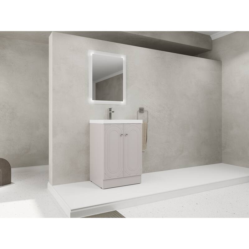 24" Freestanding Bathroom Vanity with Resin Sink - khaki