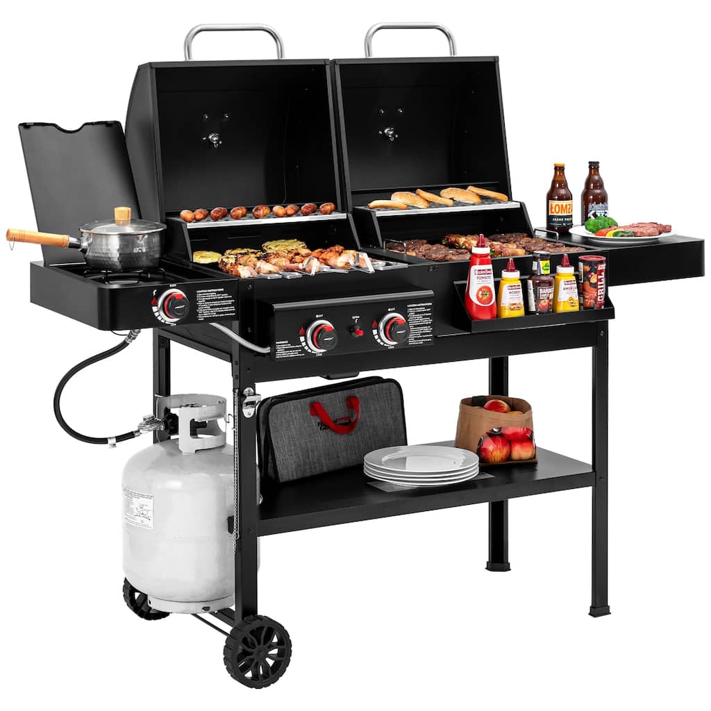 Royal Gourmet ZH3005 2-Burner Gas and Charcoal Combo Grill with Side Burner, 34,000 BTU Dual Fuel Grill