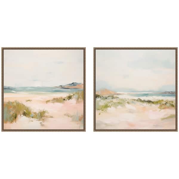 slide 2 of 9, Kate and Laurel Gold Tranquil Landscape Square 2 Piece Framed Canvas Wall Art Set by Amy Lighthall 2 Piece Set 22x22 - Gold