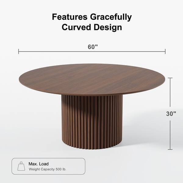 Wooakway Solid Wood 60'' Round Dining Table for 6 People Nordic style ...
