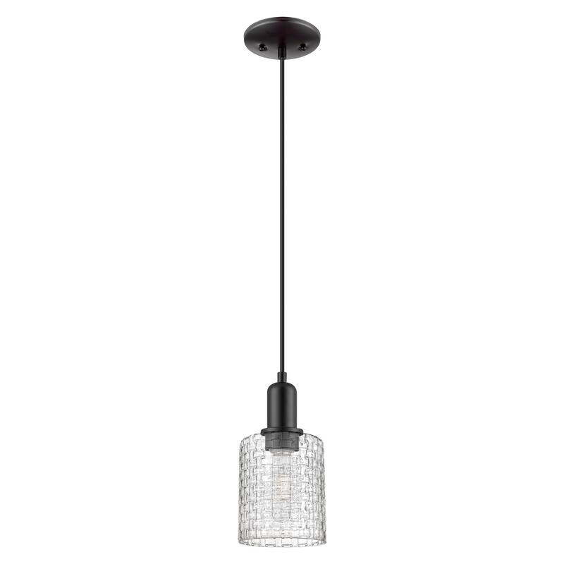 Innovations Lighting Endless Possibilities Arcadia - Cobbleskill - 1 Light 5" Basketweave Cord Hung Mini Pendant - Matte Black